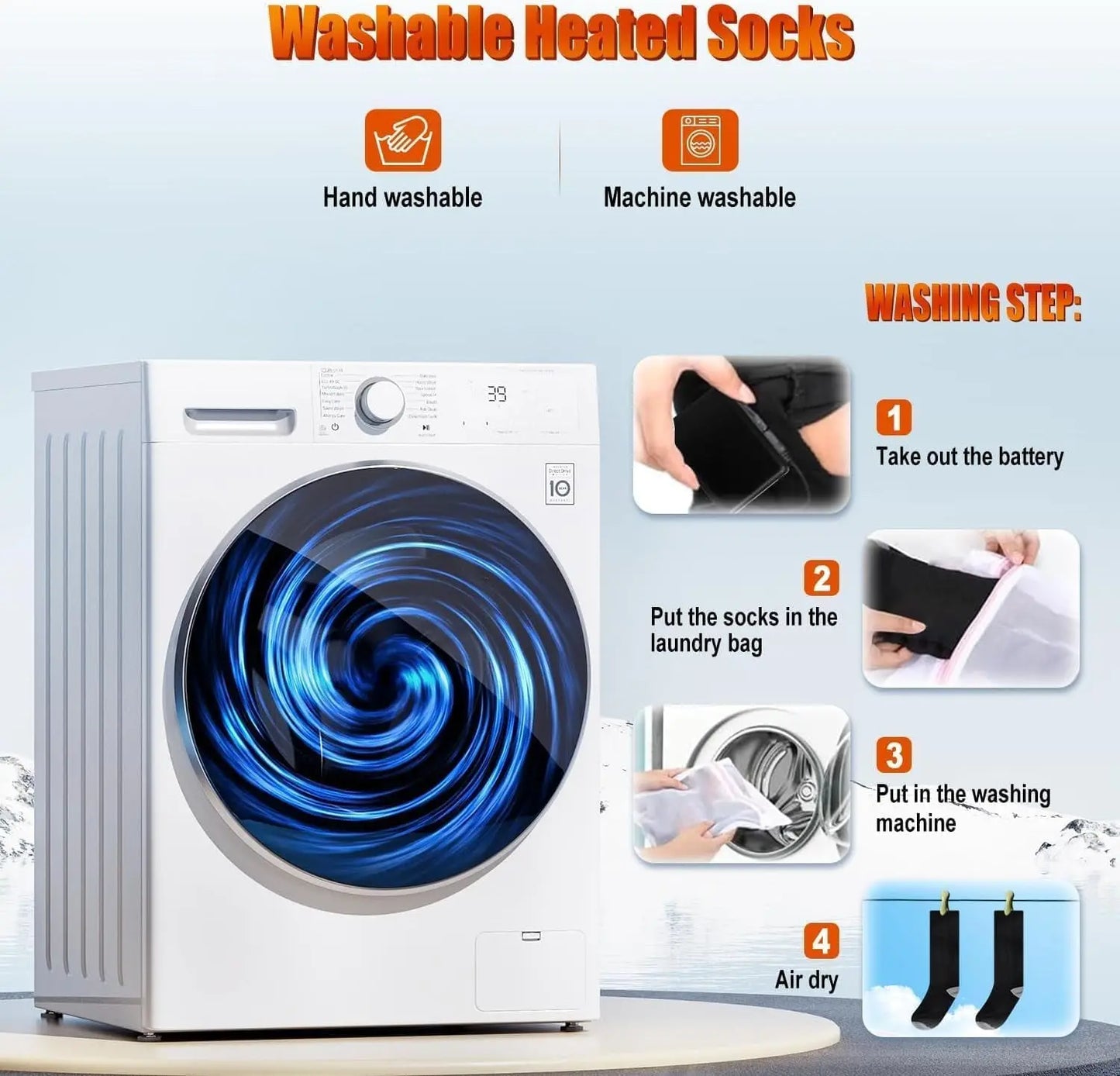 Heated Socks APP Control for Men Women, 6000Mah*2 Battery Heated Socks, Rechargeable Smart Foot Warmers Washable for Camping Fishing Cycling Skiing Skating Hiking