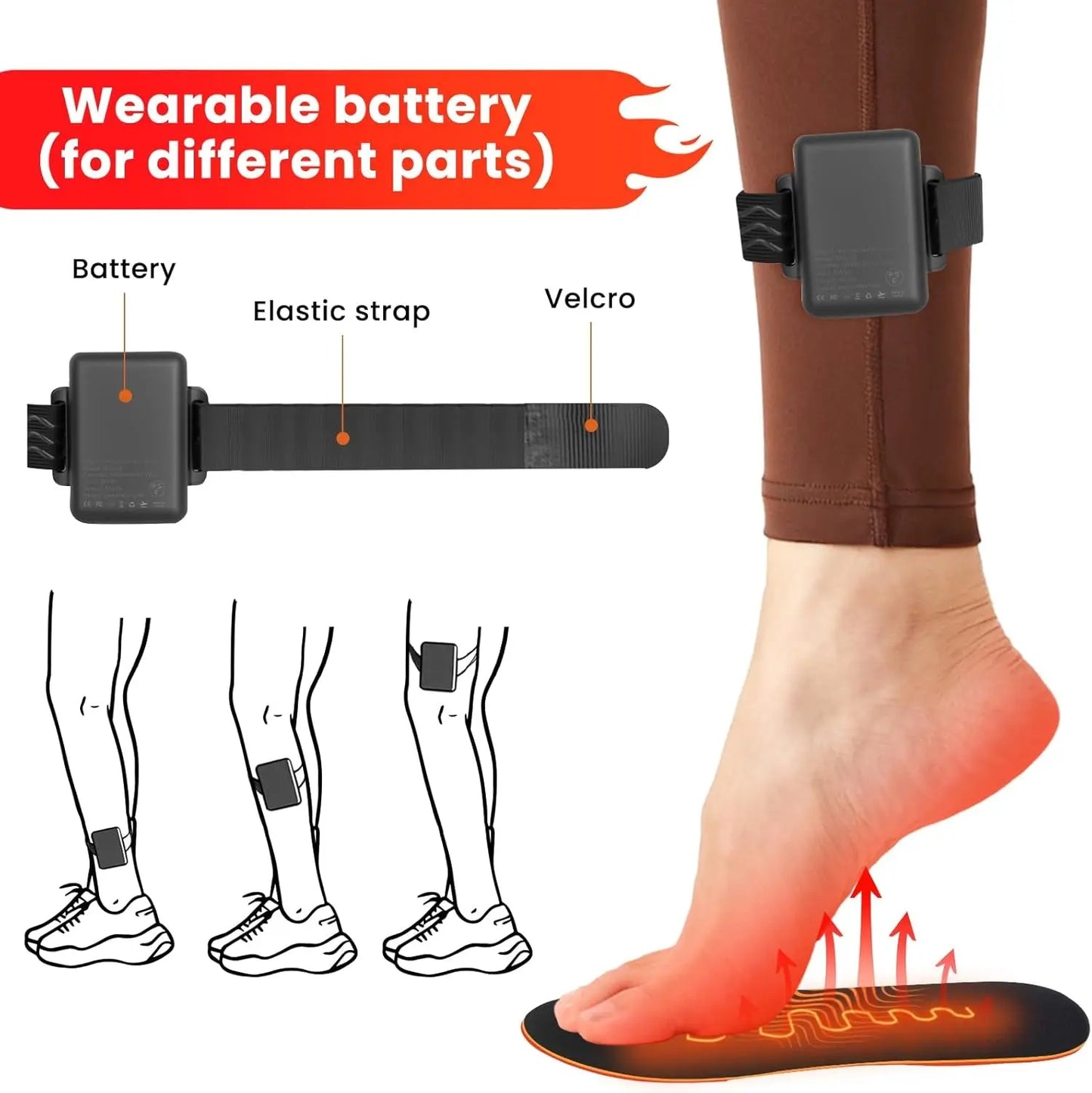 Electric Heated Insoles, Rechargeable Foot Warmers with 5000 Mah Battery and App Control for Men and Women/Thermal Shoe Insoles Suitable for Winter Hiking and Camping, Adjustable Size (S)