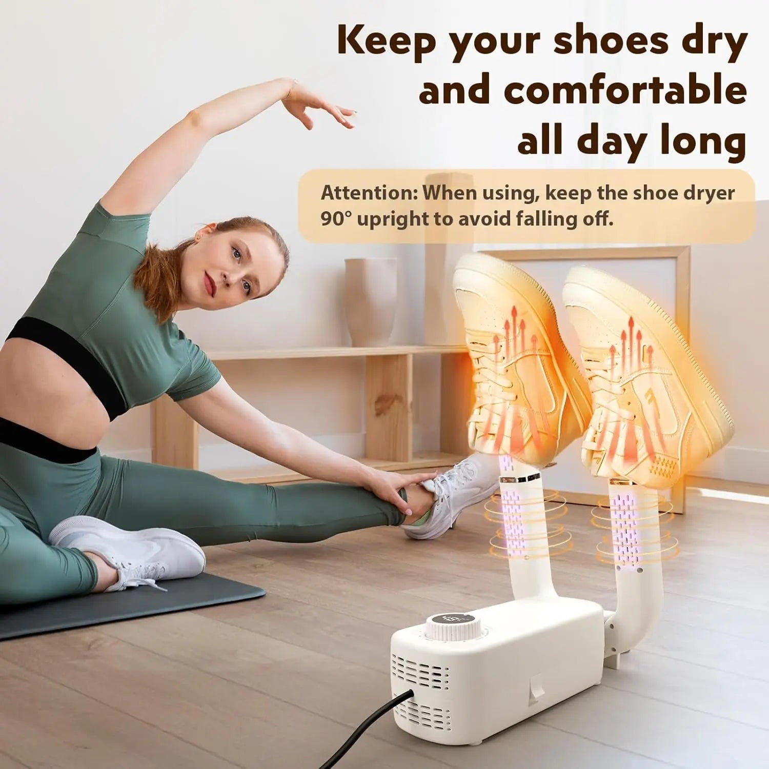 Electric Boot Dryer, 180W Boot Dryers for Work Boots, Electric Hats Shoes, Portable Socks Glove Dryer with Timer, Cleat Dryers with Adjustable Rack for Shoes, Work Boots, Boots Warmer(White)