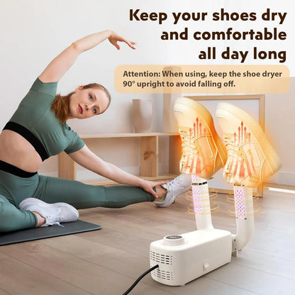 Electric Boot Dryer, 180W Boot Dryers for Work Boots, Electric Hats Shoes, Portable Socks Glove Dryer with Timer, Cleat Dryers with Adjustable Rack for Shoes, Work Boots, Boots Warmer(White)