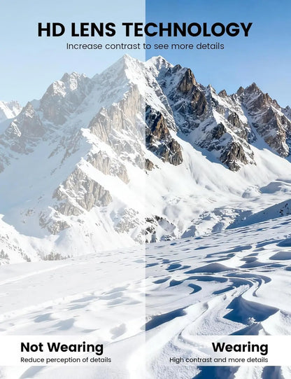 Ski Goggles with Ultra HD Lens - 100% UV Protection, 3X Anti-Fog & OTG Design for Skiing, Snowboarding, Snowmobile