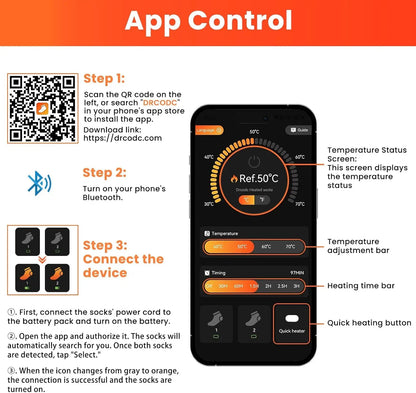 Electric Heated Insoles, Rechargeable Foot Warmers with 5000 Mah Battery and App Control for Men and Women/Thermal Shoe Insoles Suitable for Winter Hiking and Camping, Adjustable Size (S)