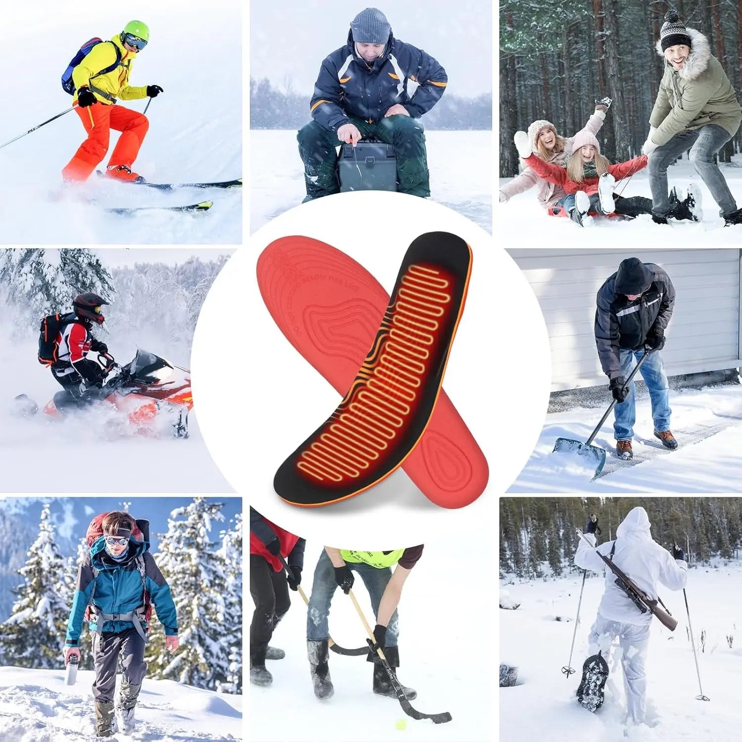 Electric Heated Insoles, Rechargeable Foot Warmers with 5000 Mah Battery and App Control for Men and Women/Thermal Shoe Insoles Suitable for Winter Hiking and Camping, Adjustable Size (S)